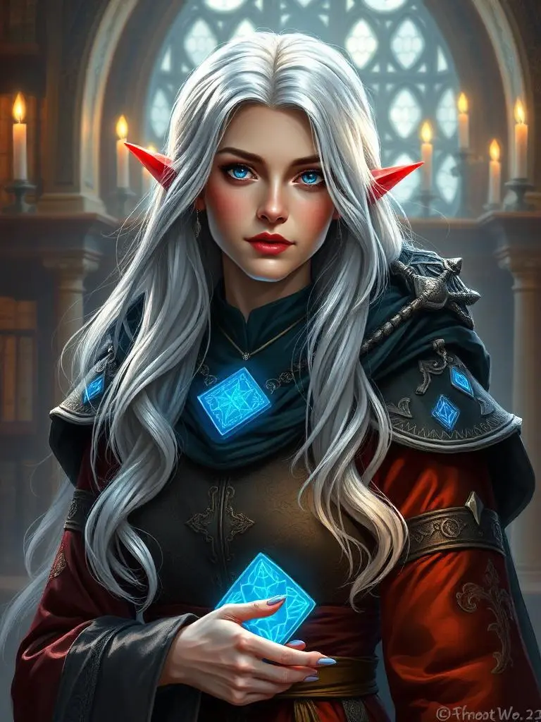 Elf wizard with glowing runes