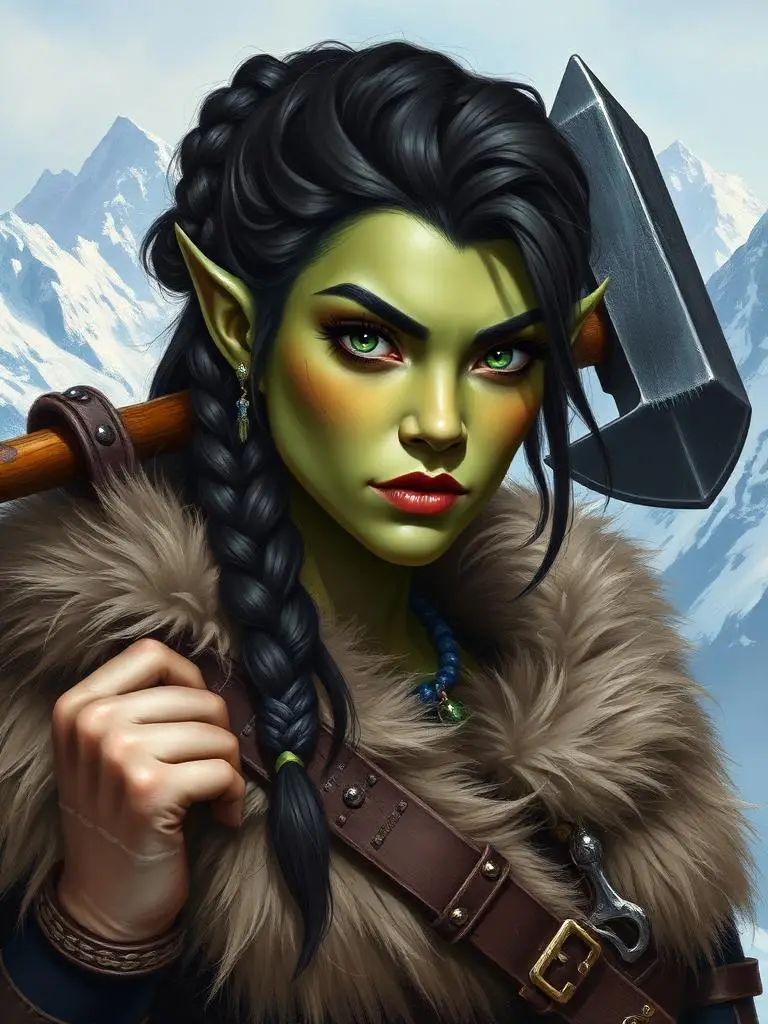 Orc barbarian with battleaxe