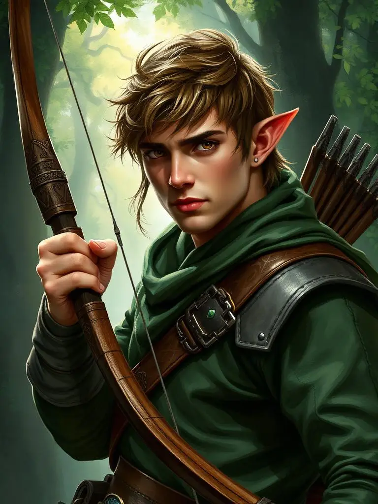 Elf archer in forest