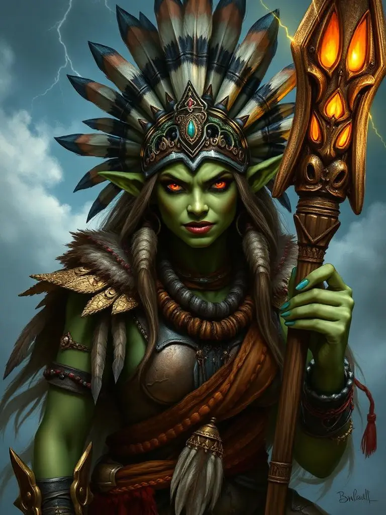 Orc shaman with totem staff