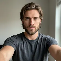 Modern selfie version of the Human Knight portrait